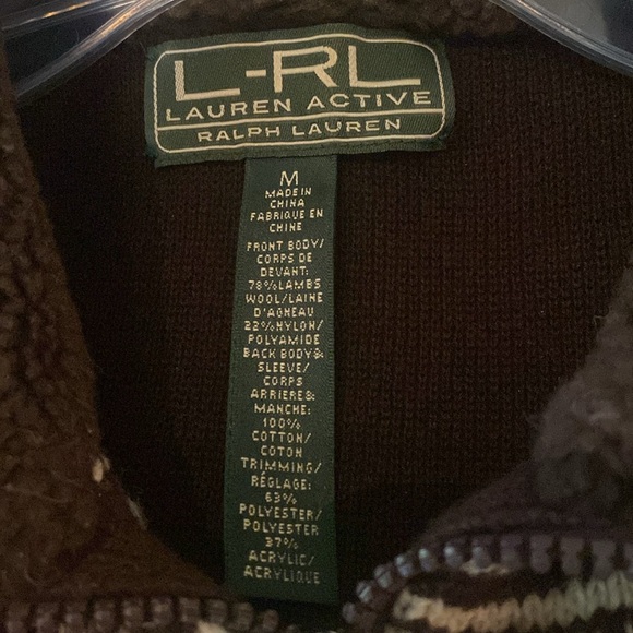 Lauren Ralph Lauren Southwest Wool Blend Faux Fur Sweater Jacket M Western Lodge - Picture 4 of 5